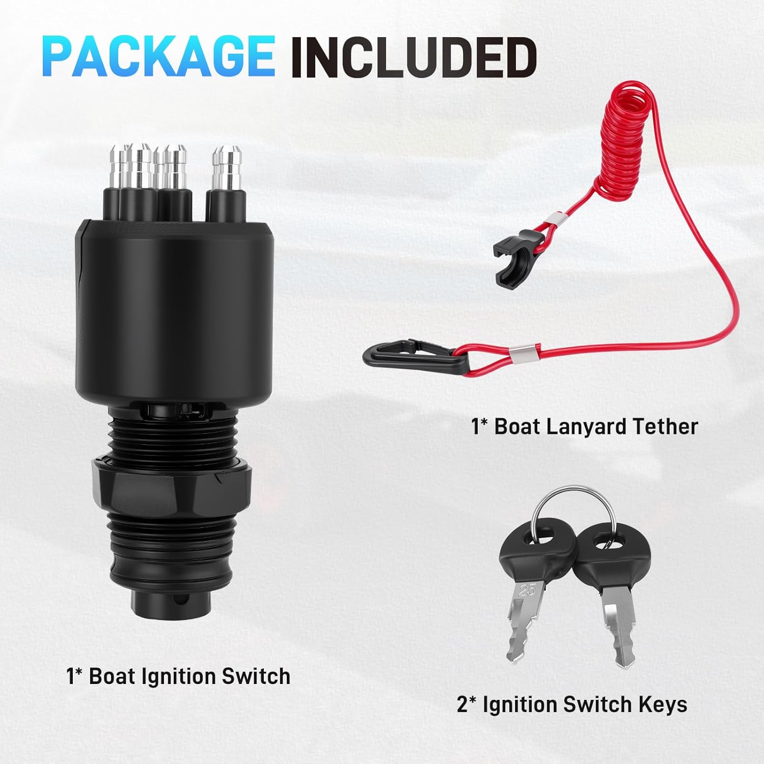 5005801 Boat Ignition Switch with 2 Keys and Safety Lanyard Assembly Compatible with OMC Johnson Evinrude 40-200HP Outboard Motors Replace# 175974
