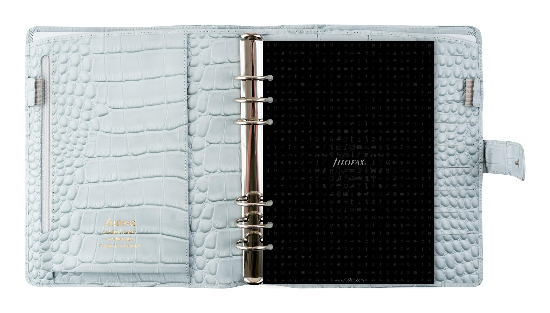 Filofax Classic Croc A5 Leather Organiser - Silver - Image 3