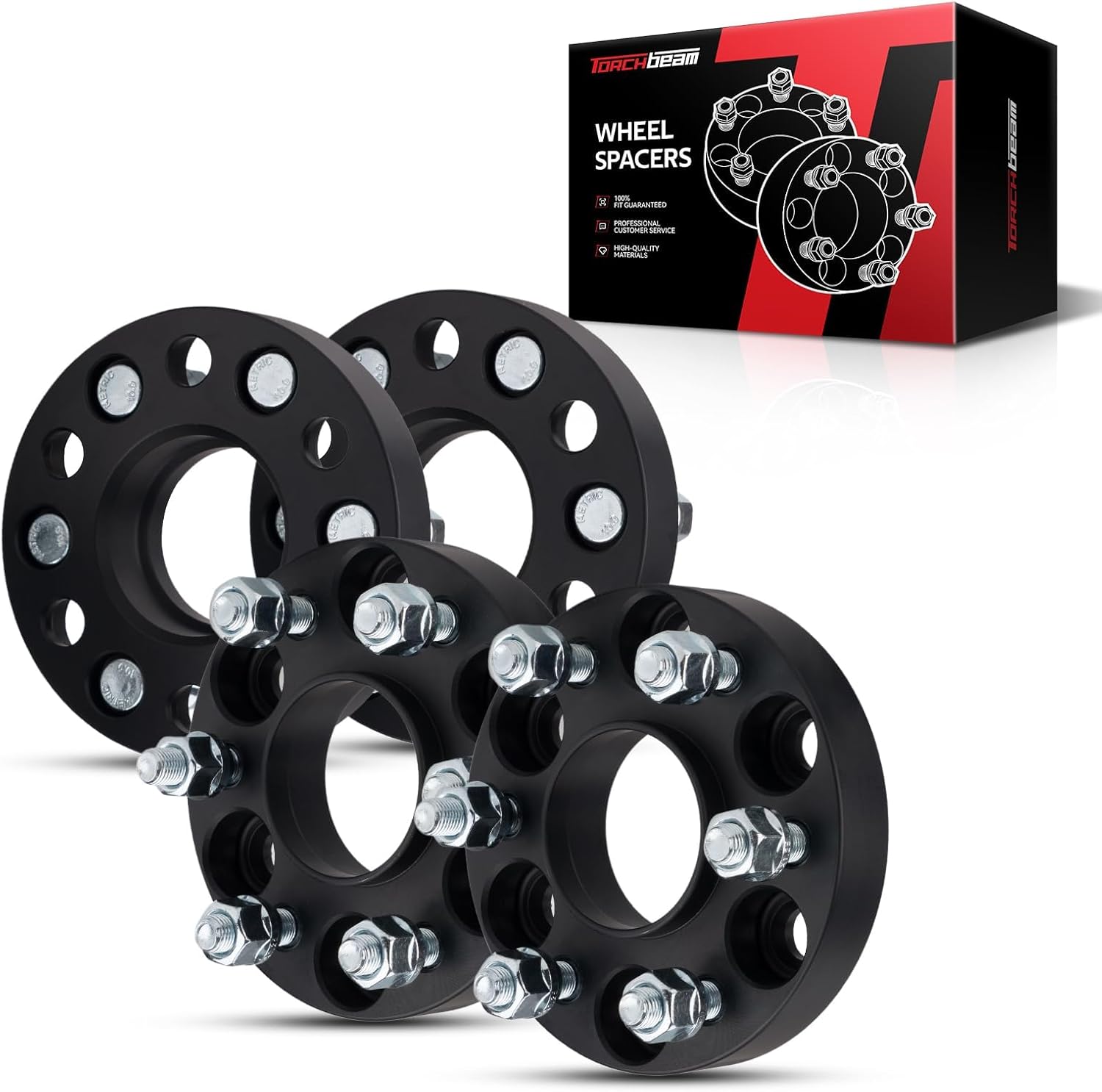 Torchbeam 4Pcs 6x4.5 Wheel Spacers 6x114.3, M12x1.25 Wheel Stud, 1" 25.4 mm Thickness, 66.1 Hub Centric, for Frontier 2005-2022, Pathfinder 2005-2012, Xterra 2005-2015 | Wheel Adapters