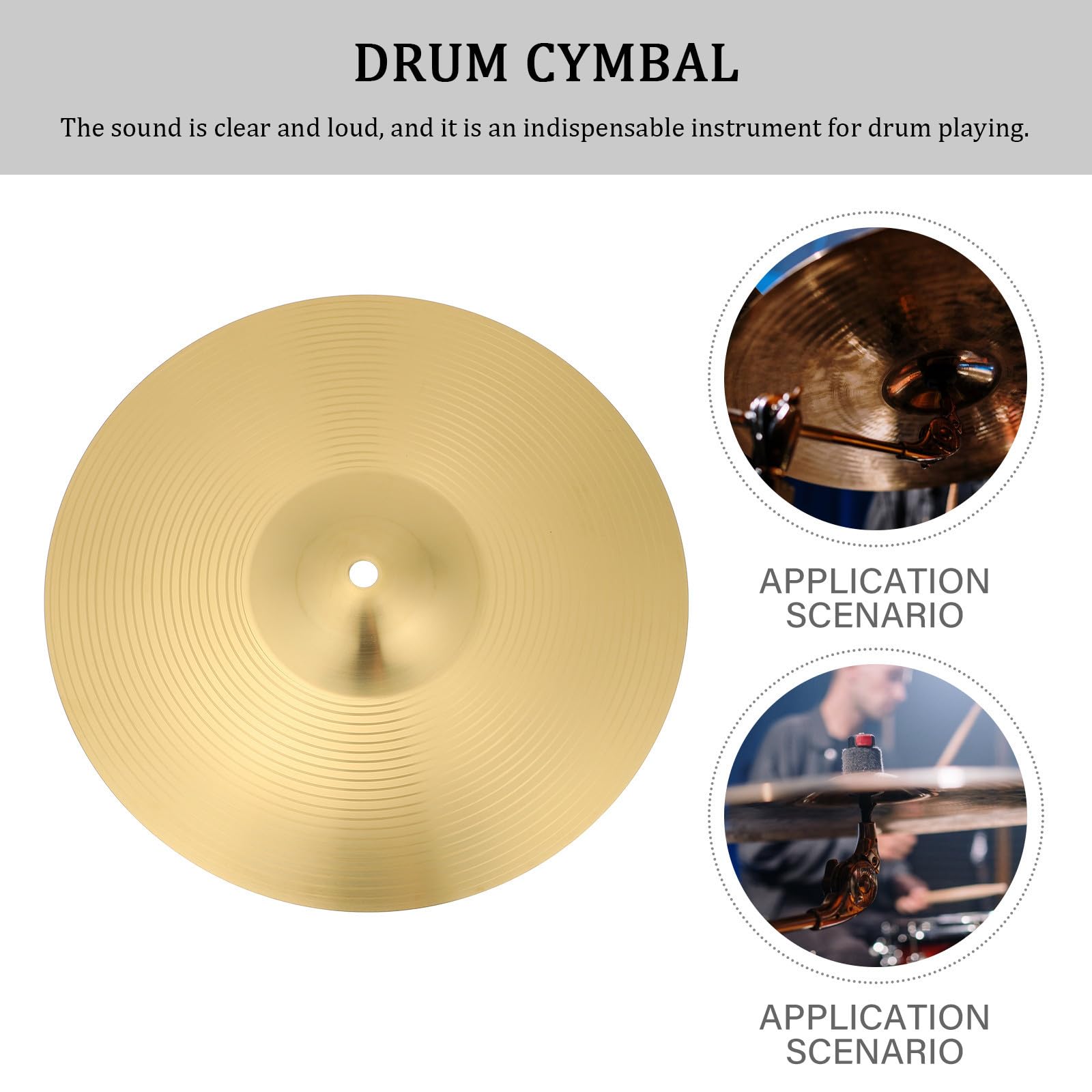Set de Cymbales en Laiton 12 Pouces pour Batterie Jazz, Accessoire Percussion Solide Son Clair, Compatible Kit de Batterie