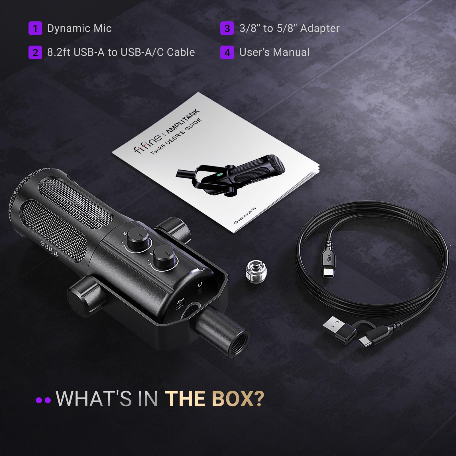 FIFINE USB/XLR Dynamisches Mikrofon für Gesang, Podcasts, Streaming, Aufnahme, Rundfunk, Studiomikrofon mit Stummschalttaste, Kopfhöreranschluss für PC/XLR-Mixer, TANK6