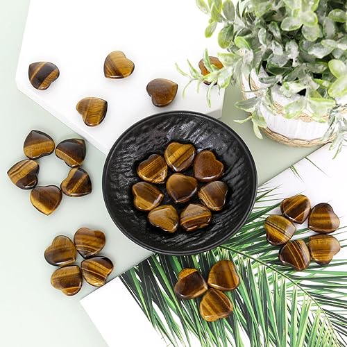 Miniatura 7 de Namzi 20 paquetes de cristales de ojo de tigre naturales pulidos, piedras de corazón, cristales y piedras curativas de cuarzo a granel para Wicca,