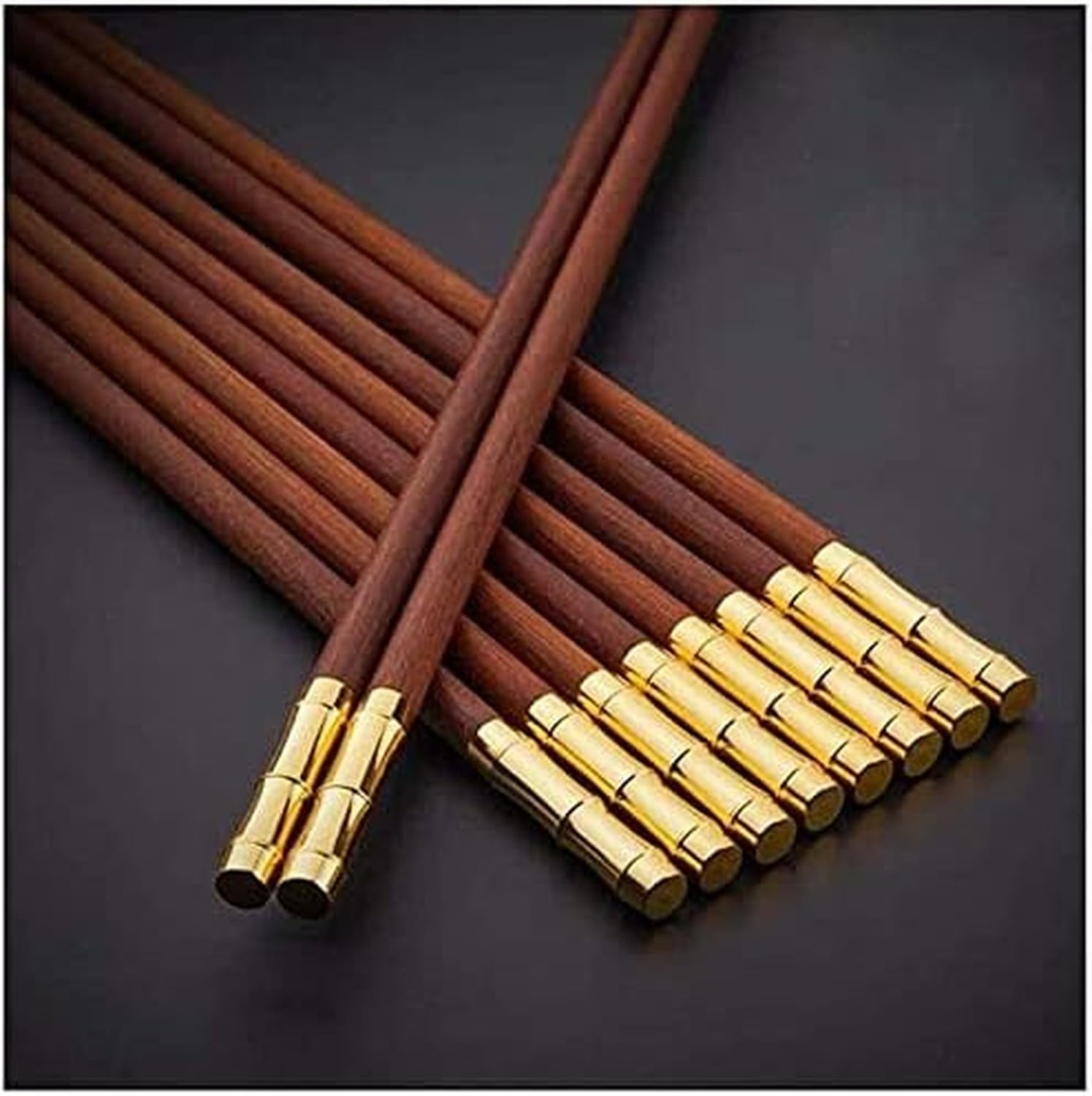 AIEIJJH Reusable Chopsticks for Eating 10 Pairs Set, Unpainted Unwaxed Red Sandalwood Bamboo Wood, Chinese Chopsticks Gift for Sushi Noodles Asian Food, D