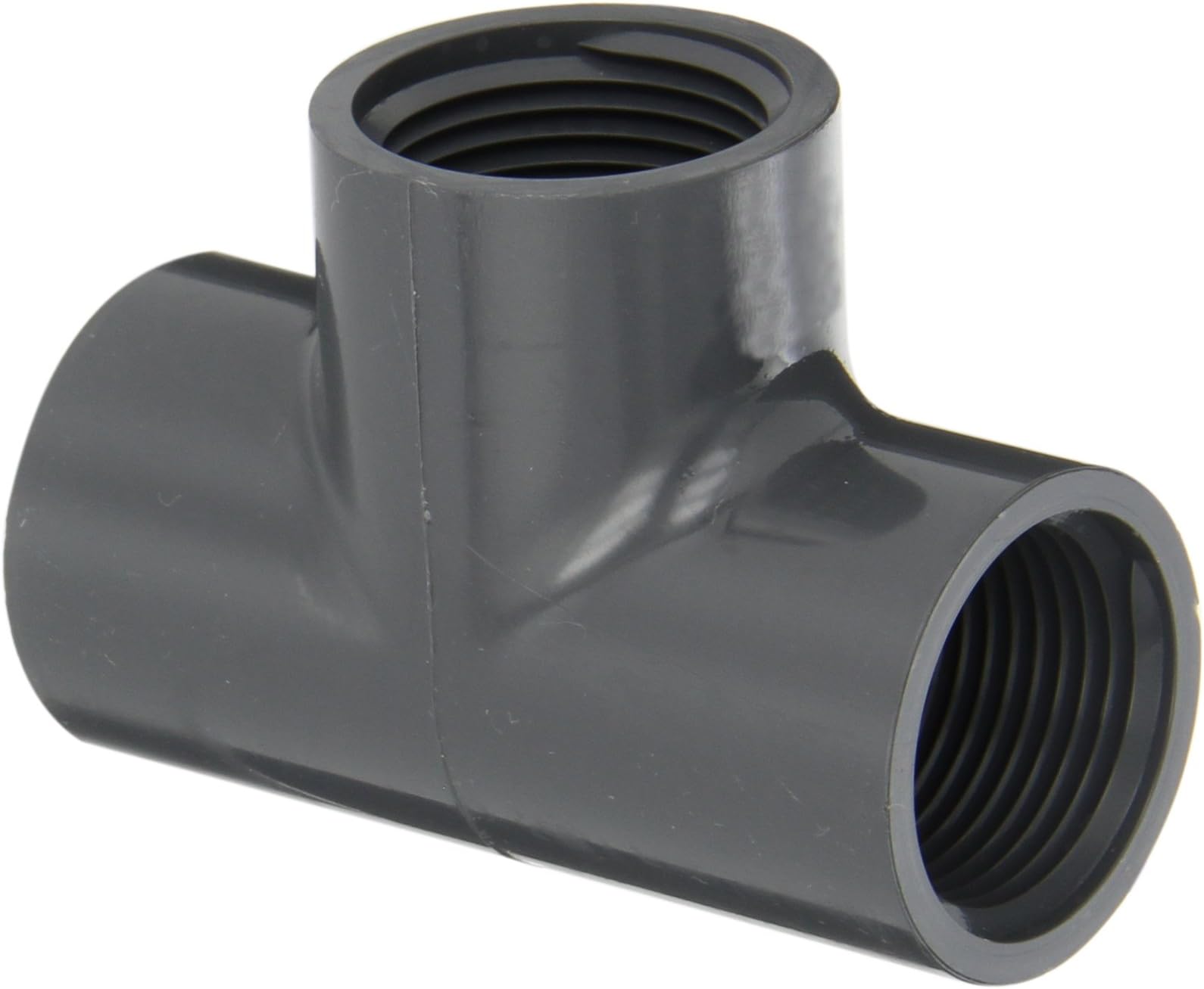 Spears 405-G Series PVC Pipe Fitting, Tee, Schedule 40, Gray, 3/4" NPT Female