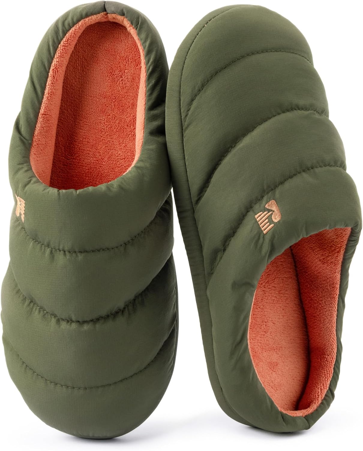 RockDove Mens Campground Puffer Slippers Memory Foam Cozy Warm Indoor House Shoes Non Slip Machine Washable Gift Ready