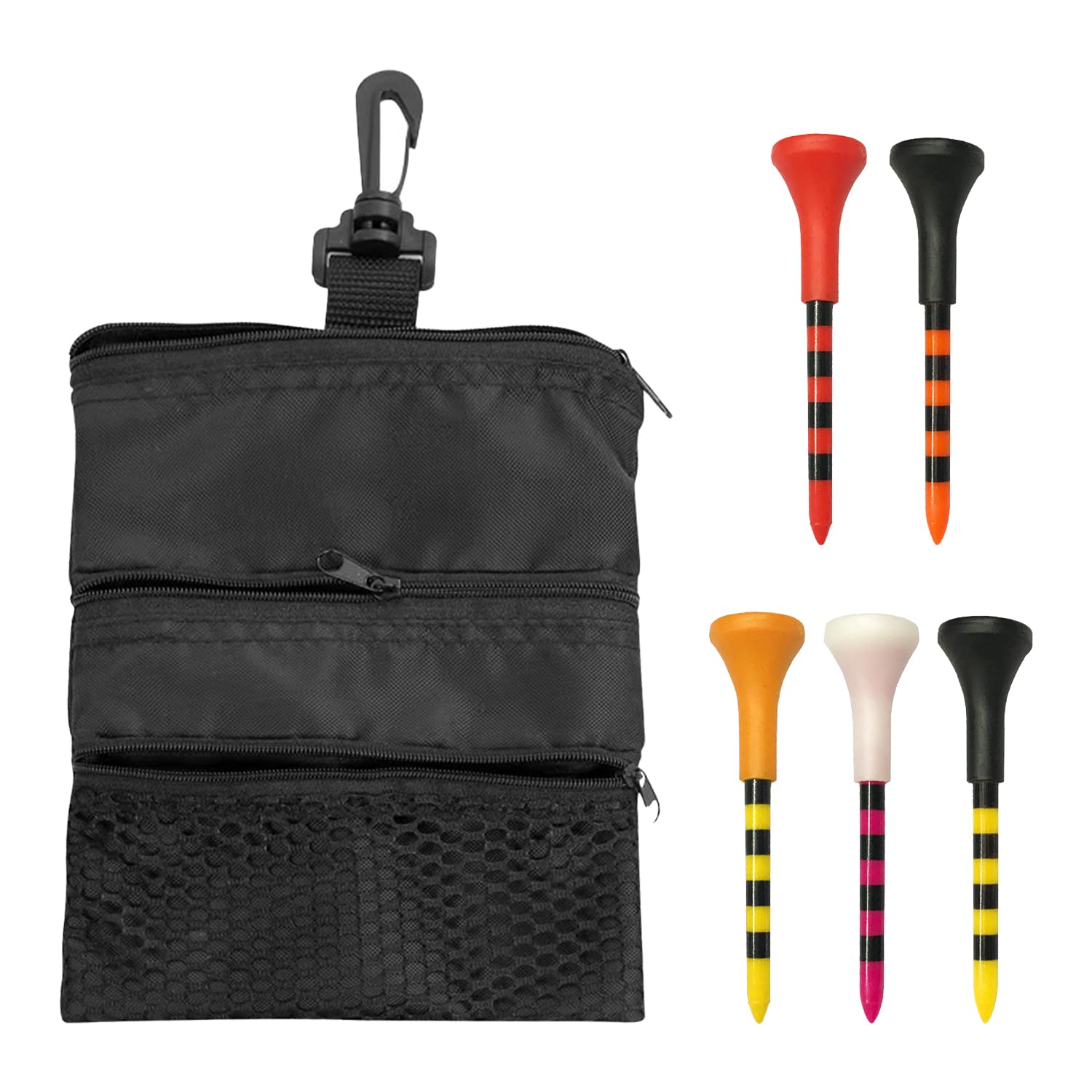 1 Golftasche, 5 Golfspikes, Golf-Aufbewahrungstasche, kleine Tasche mit Clip, Tragetasche mit Mehreren Taschen, Golf-Tee-Tasche, Tee-Aufbewahrungstasche