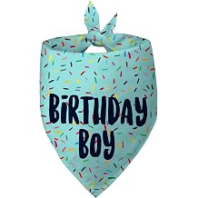 Birthday Boy Dog Bandanas 1 Pack, Blue Birthday Dog Scarfs, HBD Pet Scarves for Birthday Boy Party Bandanas for Medium and Large Dogs Blue, Large