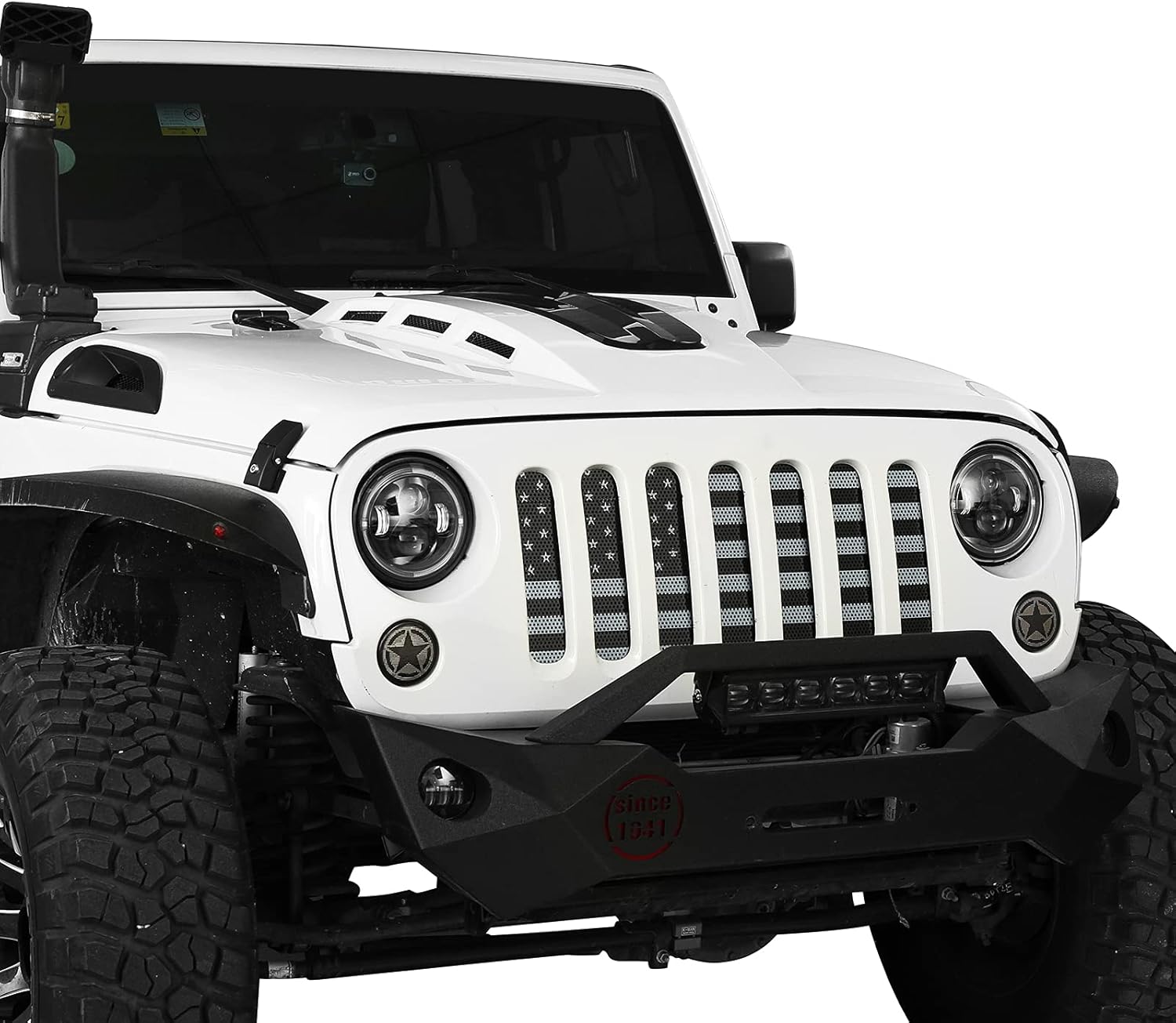 u-Box Wrangler Flag Grill Insert JK Front Bug Screen Deflector Mesh Grille for 2007-2018 Jeep JK & Wrangler Unlimited