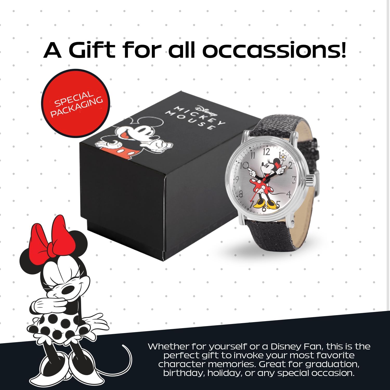 Disney Minnie Mouse Adult Vintage Articulating Hands Analog Quartz Watch