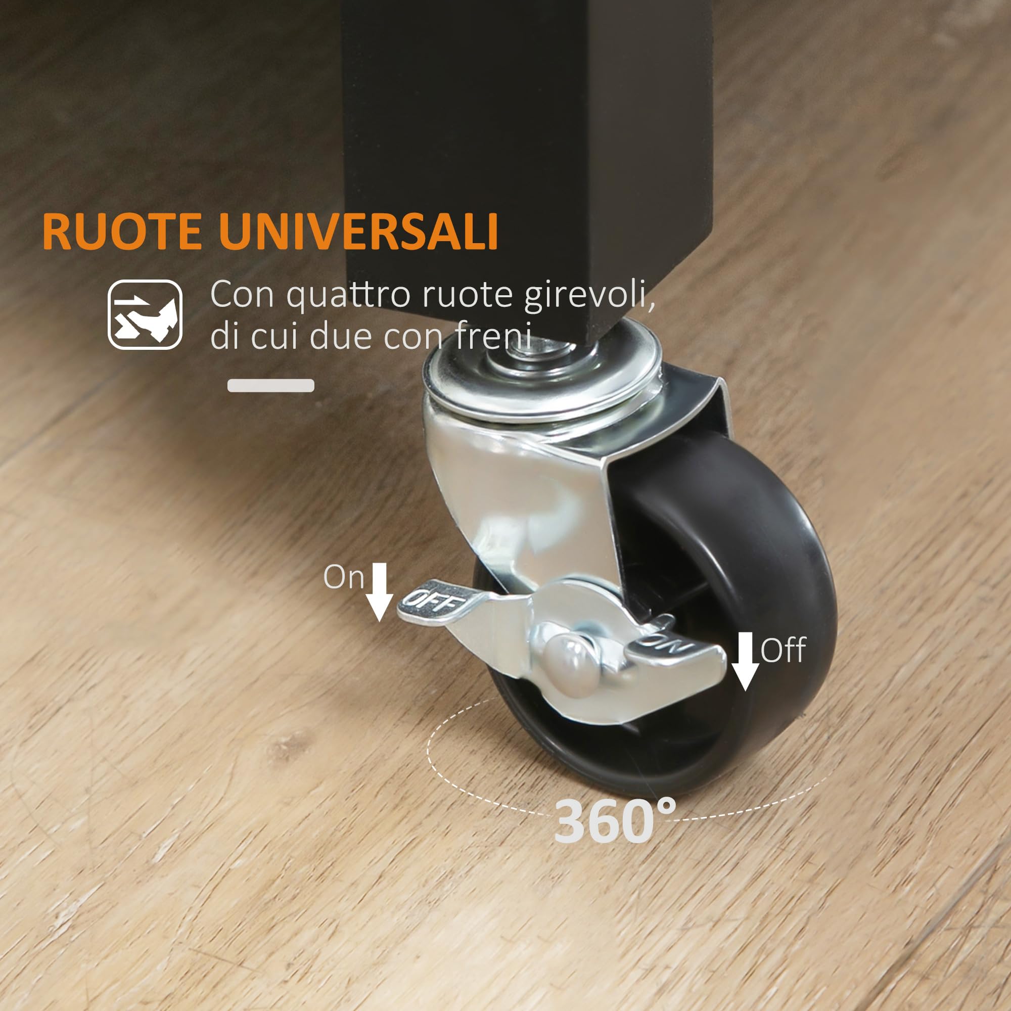 HOMCOM Carrello da Cucina in Legno con Cassetto, Armadietto e Ripiani, Carrellino Portavivande con Ruote, 83x45x88cm, Nero