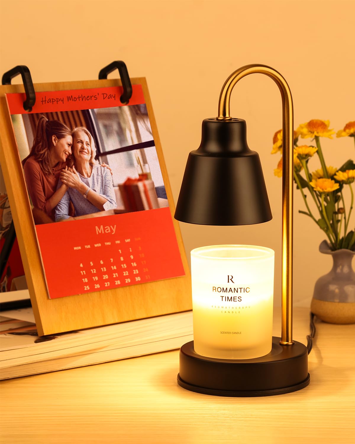 Candle Warmer Lamp with Dimmer, Electric Candle Warmer Adjustable Brightness/Heat with 2 Bulbs for Jar Scented Candles, Exquisite & Vintage Candle Lamp for Festival Gifts, Home Decor