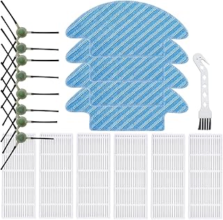QAQGEAR Accessories Kit for Lefant M210B M210 M210S M213 for OKP Life K2 K3 K4 Robot Vacuum Cleaner, Replacement Parts 6 Filter, 8 Side Brushes, 4 Mop Cloth, 1 Cleaning Brush (18Pack)