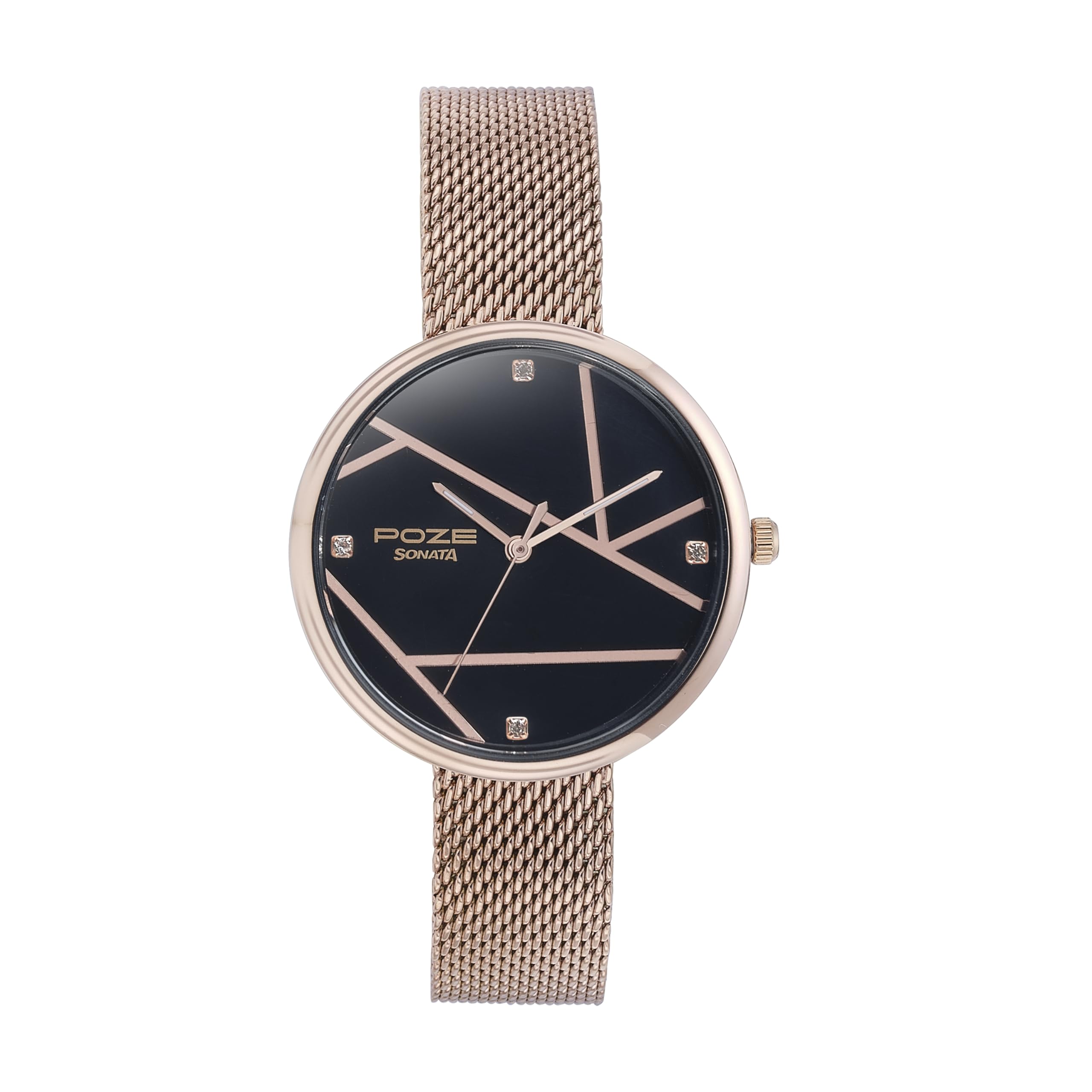 Sonata Poze Quartz Black Dial Rose Gold Metal Strap for Women-SP80088WM01 (B0DDV1CXGQ) Amazon Price History, Amazon Price Tracker