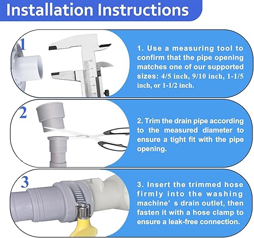 Miniatura 3 de Kit de extensión de manguera de drenaje para lavadora de 10 pies, universal para lavadora, lavavajillas y deshumidificador, juego de 7 piezas con