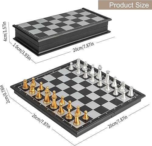 Miniatura 3 de Mini juego de ajedrez magnético de 8 pulgadas, ligero, portátil y educativo para niños y adultos, perfecto para 2 jugadores