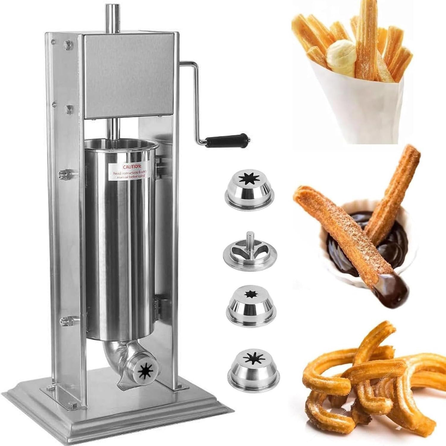 Churro de acero inoxidable, manual y automática, versátil para churros, donas y salchichas, capacidad de 5 a 15 litros, ideal para creaciones culinarias