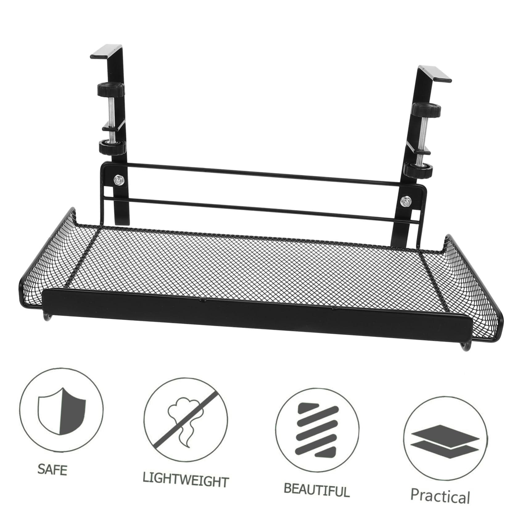 Sewroro Organizador de Metal Diseño Ajustable y Montaje Rápido Negro Debajo del Escritorio Cesta de Almacenamiento Adecuado para Oficina y Dormitorio