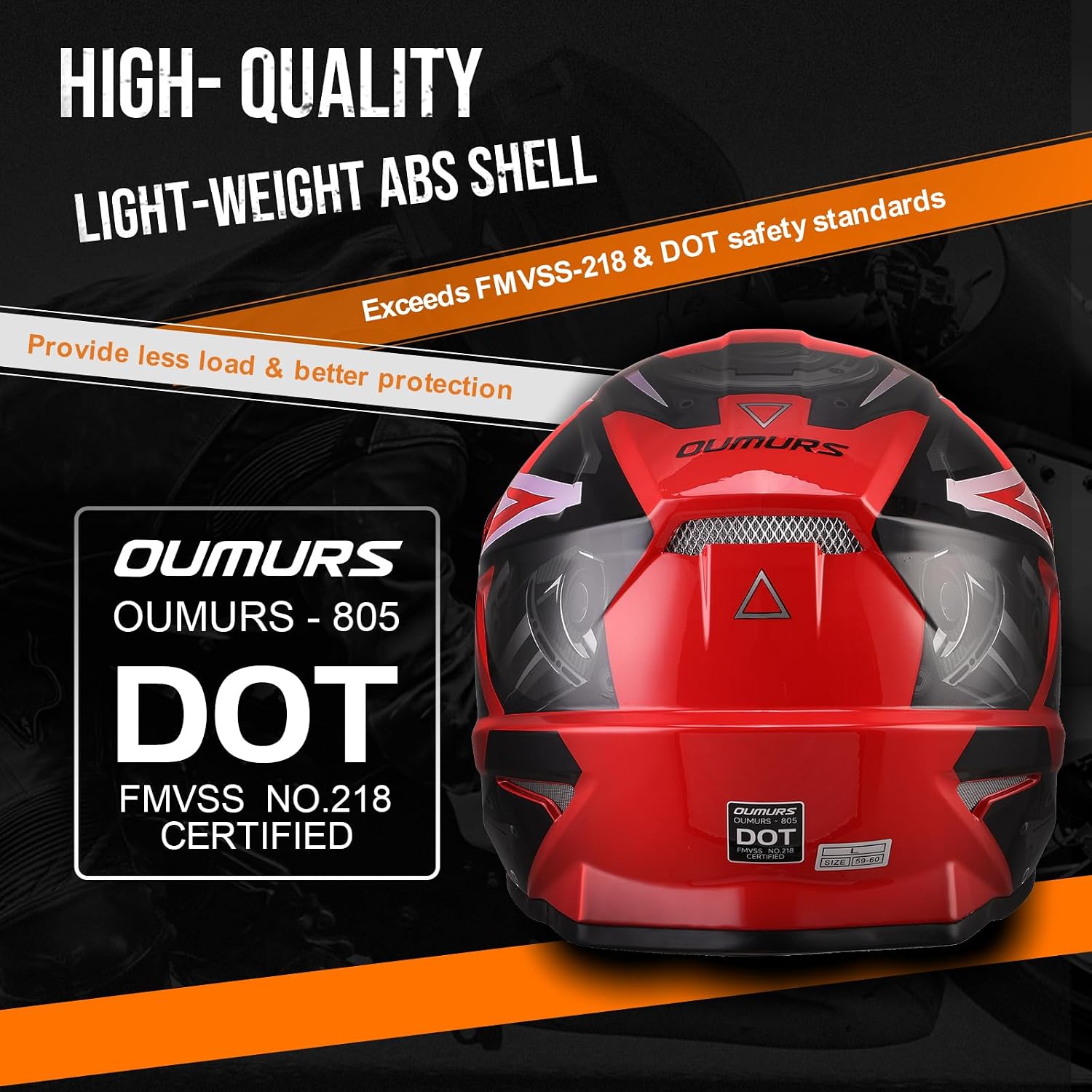 OUMURS DOT Adult ATV Dirt Bike Helmet with Goggles Gloves & Mask Adjustable Sun Visor Motorcycle Adults Helmet Off-Road Motocross Downhill Moped MX for Unisex-Adult-Engine Red, M