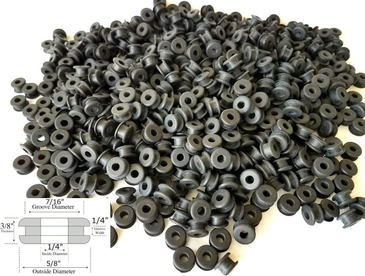 Lot of 50 Rubber Grommets 1/4 Inside Diameter - 3/8 Thick - Fit 7/16 Panel Hole