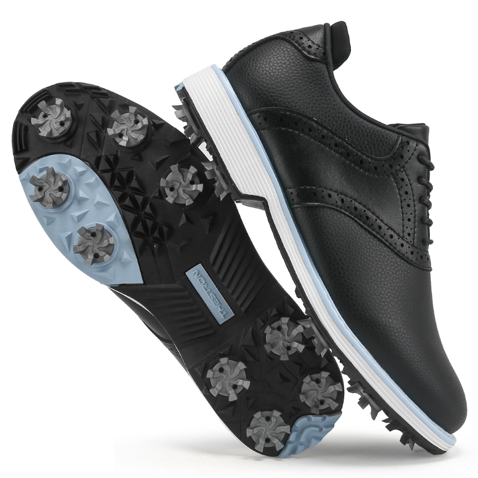 Scarpe da Golf Professionali da Donna con Borchie Scarpe da Lavoro in Pelle con Lacci Impermeabili Antiscivolo E Comode