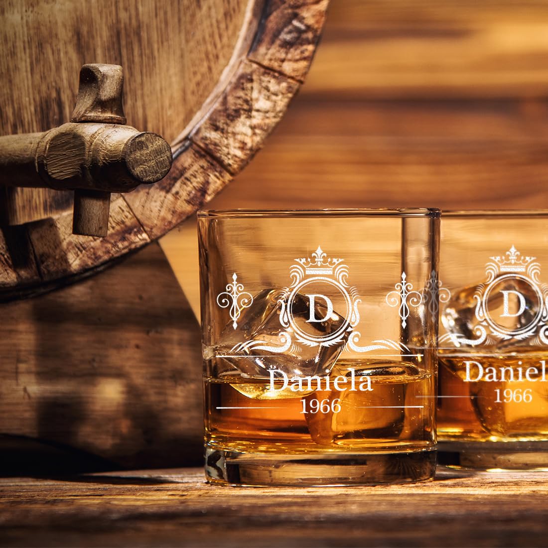 polar-effekt Bicchiere da whisky da 315 ml, volume con incisione a motivo corona – il bicchiere per scotch, bourbon e rum – con nome idea per tutti