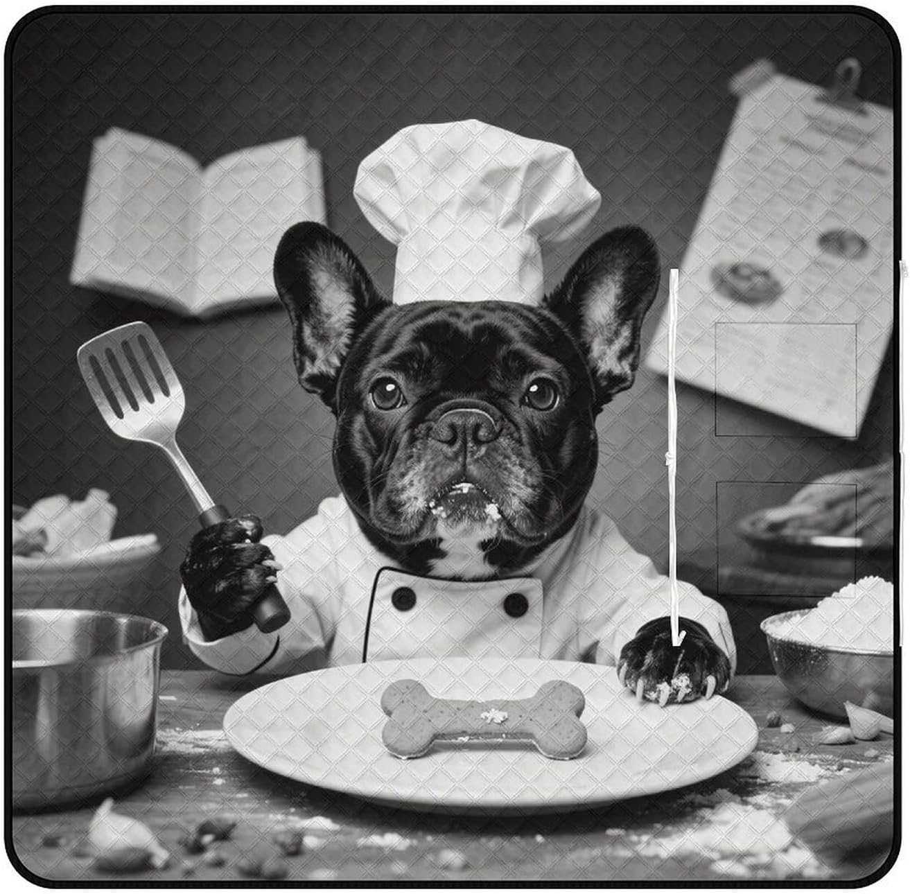 Funny Dog Picnic Blanket 200x200cm, Foldable 2-in-1 Picnic Mat and Tote Bag Portable Waterproof Beach Mat Sandproof Outdoor Blanket for Park, Hiking, Beach, Camping, Travel