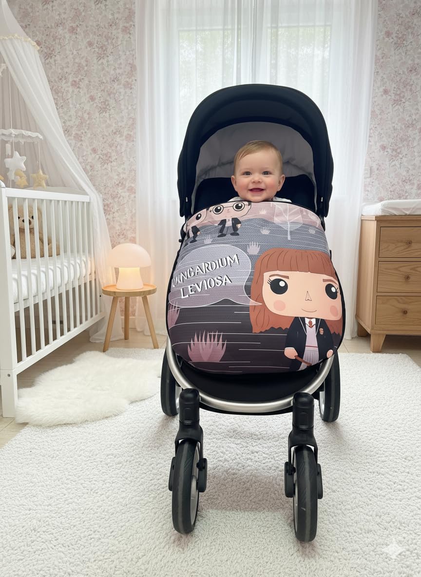 Baby Star Saco Silla de Paseo Universal, Saco Bebe Invierno con Polar extrasuave, Saco Carro bebé Impermeable, Desmontable y Transpirable, Doble Apertura (Negro y rosa)