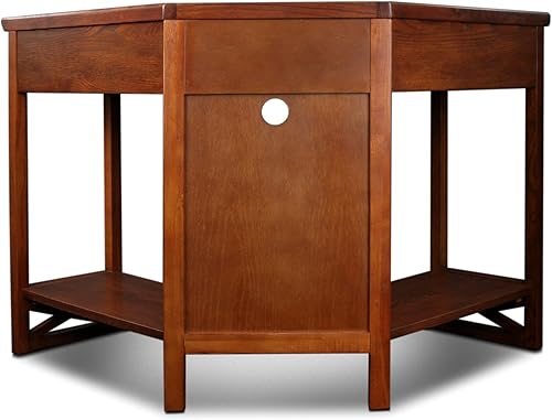 Miniatura 5 de Leick Home 82431 Corner Computer Writing Desk with Drop Front Keyboard Drawer, Oak Roble (Burnished Oak),Mission