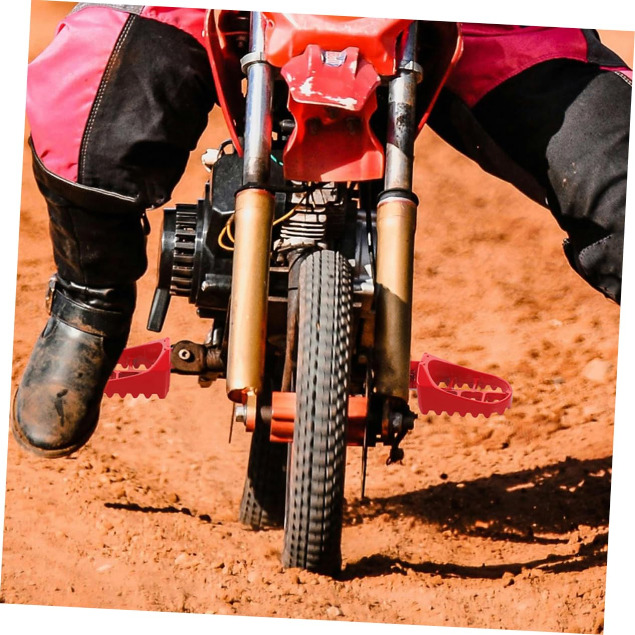 Estriberas Delanteras para Pit Bike de Aluminio 4 Piezas Rojas