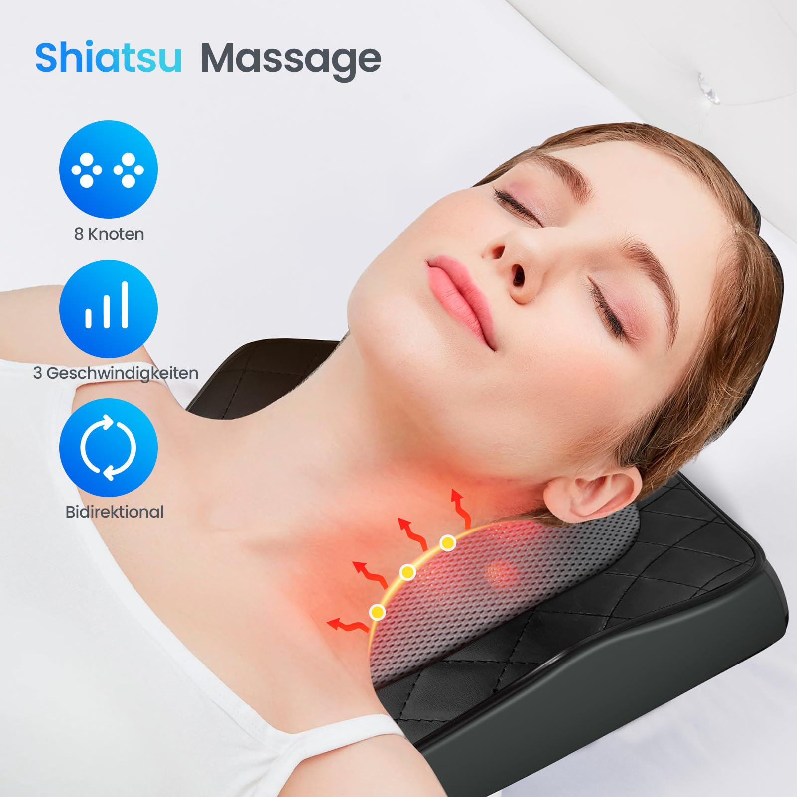 CuPiLo Rücken- und Nackenmassagegerät mit Wärme, Shiatsu Nackenmassagegerät für Bürostuhl Gaming Stuhl, 3D Knet-Massagekissen, Geschenk für Büro Zuhause, Geschenke für Mama Papa Frauen