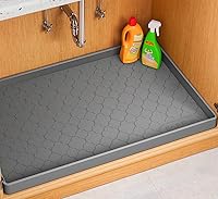 Jin&Bao 34x22 Waterproof Silicone Under Sink Mat - Thick Cabinet Protector, Shelf Liner for Kitchen Bathroom Organization