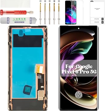 شاشة بديلة OLED لهاتف Google Pixel 6 Pro 5g لشاشة Google Pixel 6 Pro محول رقمي لشاشة Pixel 6 Pro G8VOU LCD تعمل باللمس مع إطار GLUOG GF5KQ أسود مع وظيفة بصمة الإصبع
