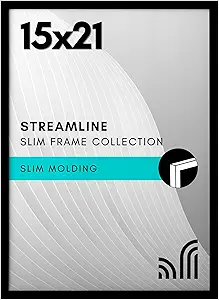 Americanflat 15x21 Picture Frame with Polished Plexiglass - Streamline Collection - Thin Border Picture Frame for Wall Display - Hanging Hardware Included - Black