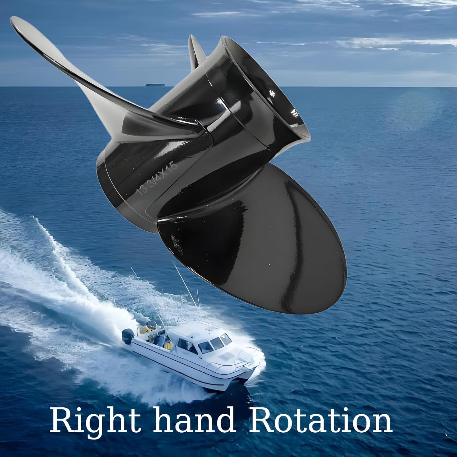 48-77342A45 Propeller 13 3/4 X 15 for Mercury Outboard 40 50 60 70 75 80 90 100 115 125 140 HP Boat Motor Engine Aluminum Prop 15 Spline Tooth RH with Flo-Torq II Hub Kit