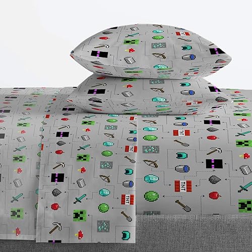 Miniatura 3 de Jay Franco Monster Hunters de Minecraft - Juego de sábanas de tamaño queen, de microfibra y resistentes a la decoloración, 4 piezas, ropa de cama