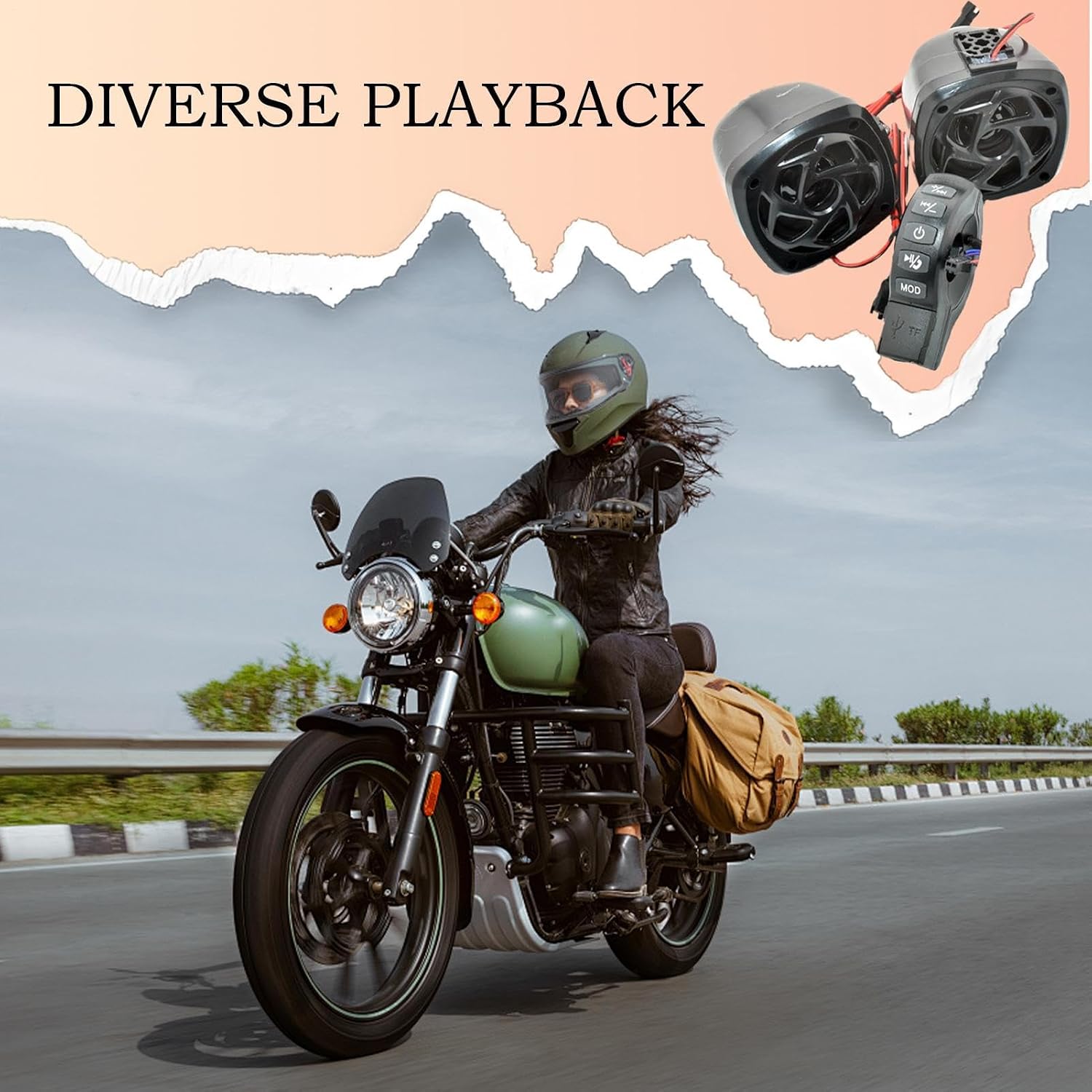 Speaker for Motorcycle,Compact Amplifier Handlebar Speaker System | Powerful Versatile Riding Accessories for Adults Teen Friends Enjoy Music on The Road