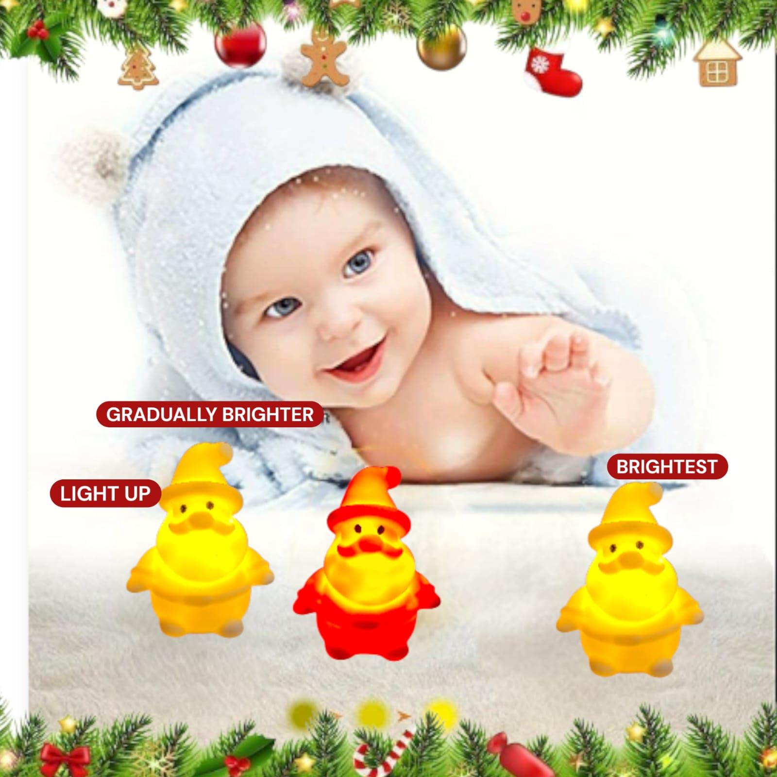 AMANVAN Cute Small Santa Claus LED Night Lamp for Kids Desk Lamp Home Decor for Christmas, Nursery Bedside Nightlight for Baby, Toddler, Boys & Girls, Secret Santa Gift for Kids, (1 Pcs) 4
