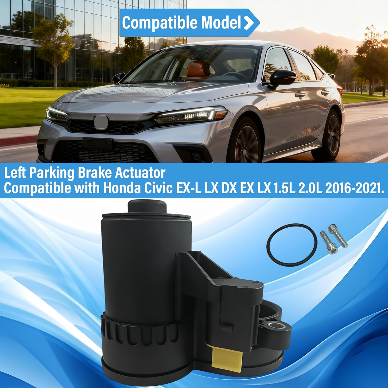 43021TEAT02 Parking Brake Actuator Compatible with Honda Civic EX-L LX DX EX LX 1.5L 2.0L 2016-2021 Parking Brake Actuator Motor Assembly 43021-TEA-T02(Left Rear)