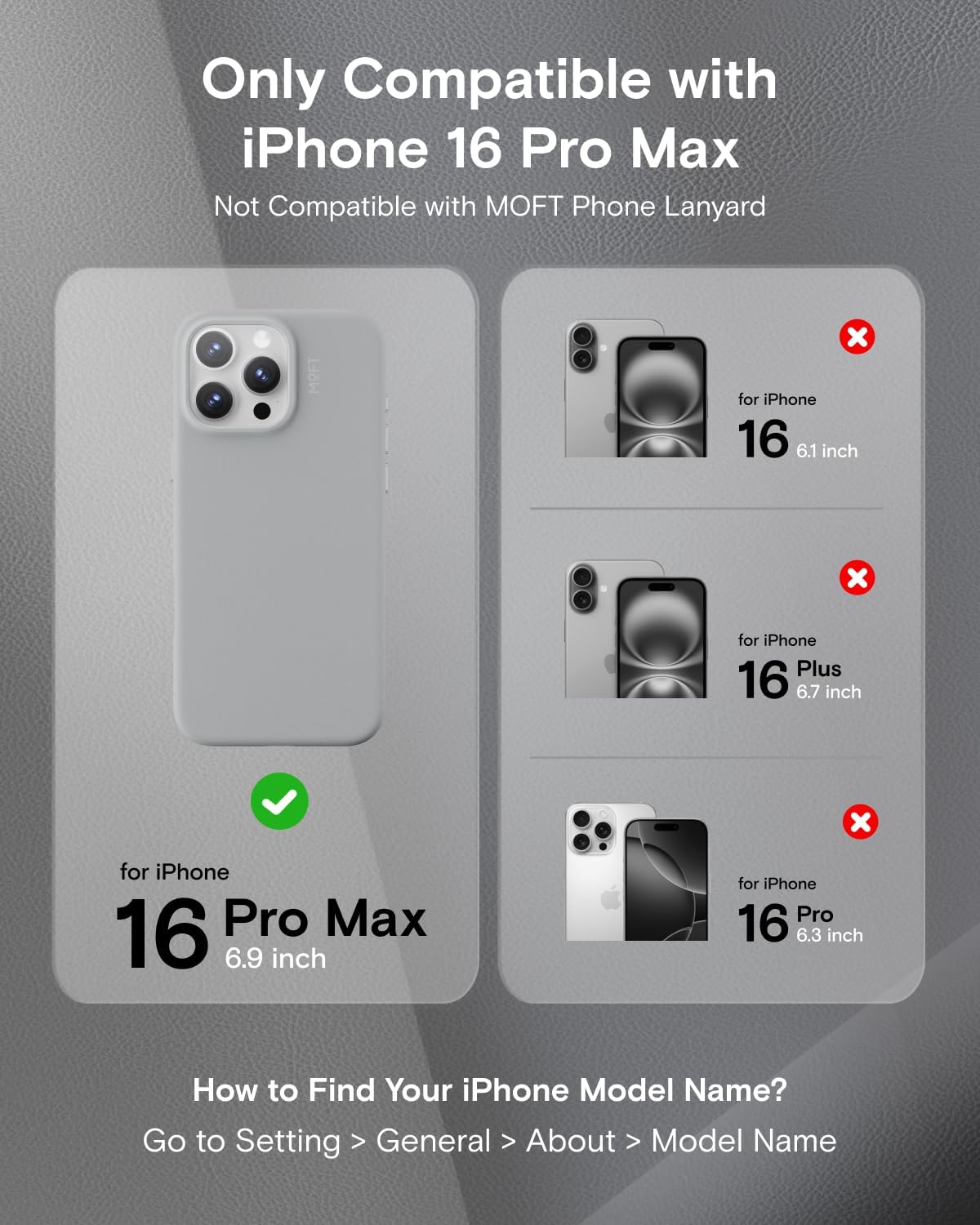 MOFT Phone Tripod Stand Cement & Snap Case MOVAS™ Vegan Leather for iPhone 16Promax Cement