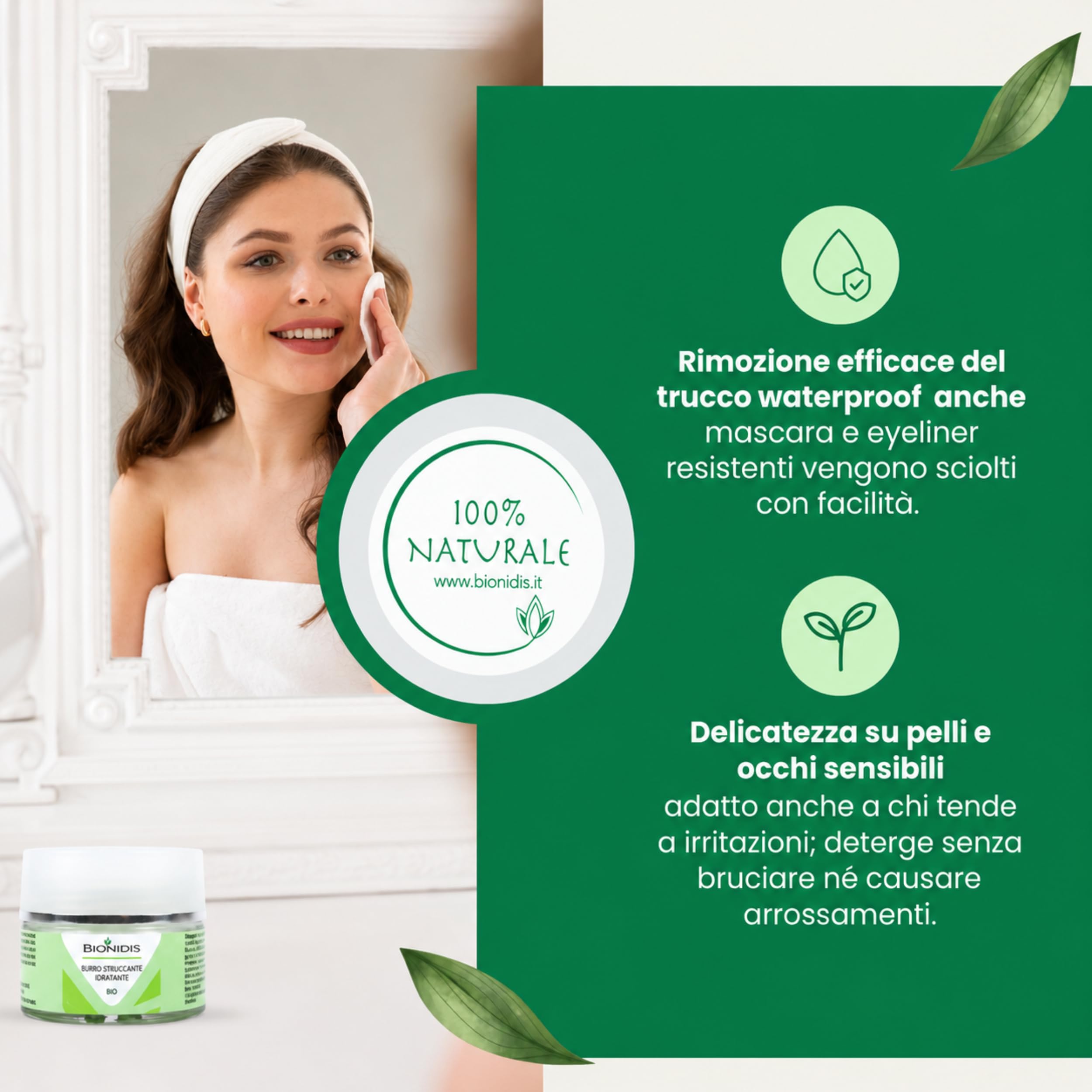 Burro Struccante Naturale Viso e Occhi, Struccante Waterproof Idratante e Delicato