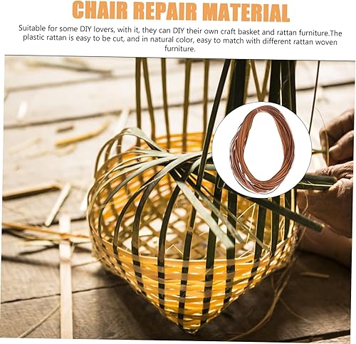 Miniatura 6 de Happyyami Kit de reparación de mimbre, 1 rollo de cestas tejidas, cesta de almacenamiento de material de bastón, palos planos de mimbre, kit de