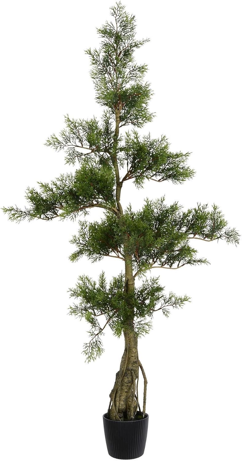 Vickerman Everyday Artificial Potted Cedar Tree 4ft Tall - Natural Green Cedar Decor- Indoor Home Office Faux - Christmas Or All Season Decoration