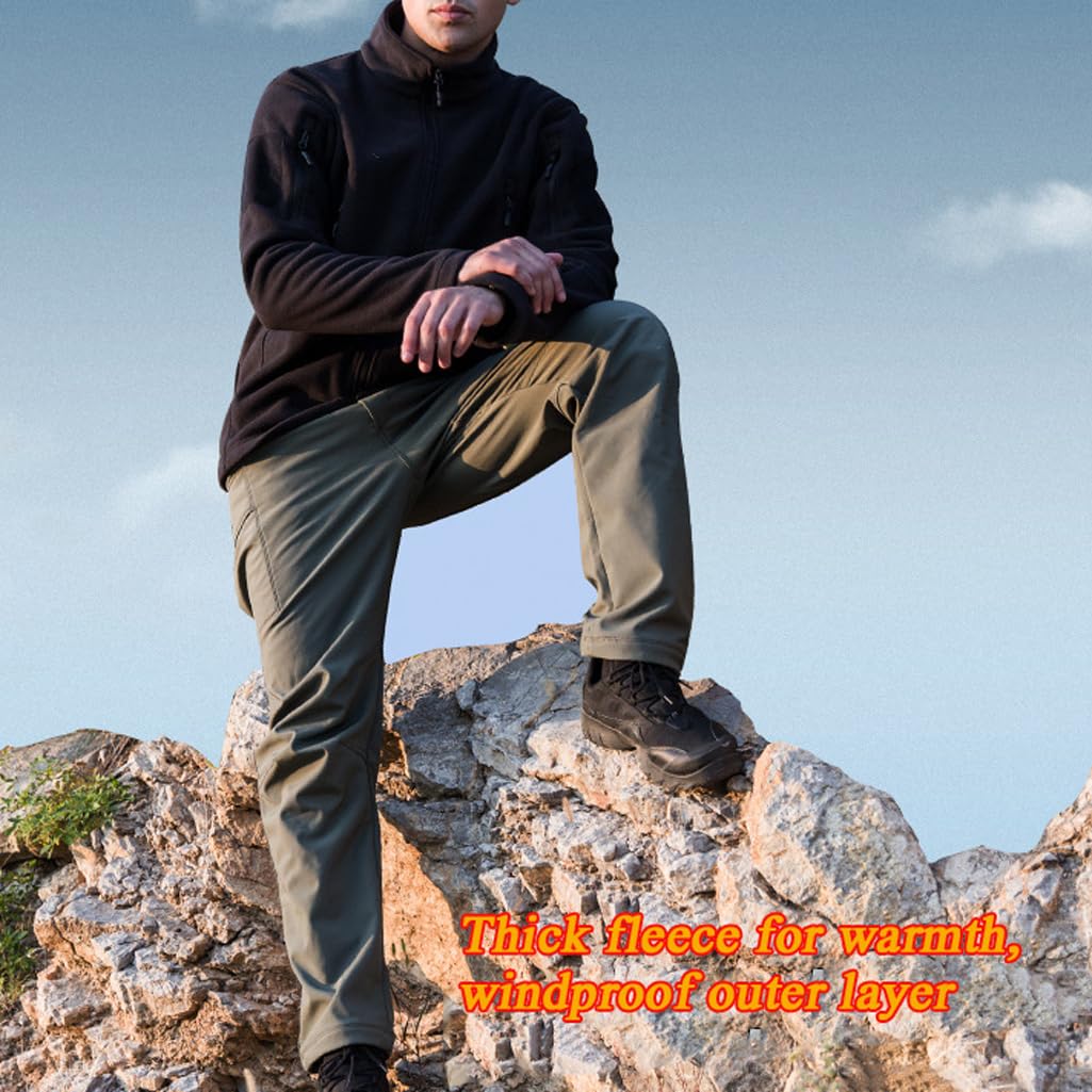 Pantalones Tácticos para Hombre, Pantalones Cargo Térmicos De Forro Polar Antidesgarro Resistentes Al Agua