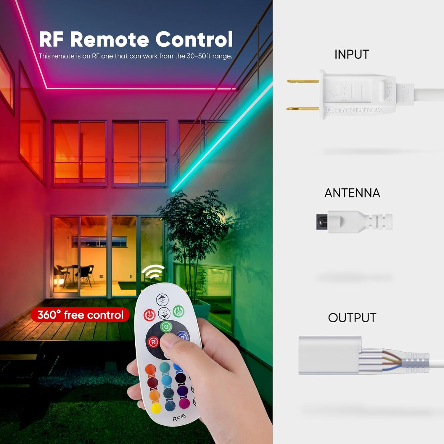 Shine Decor Controller with Remote, Power Supply for 10mm W x 20mm H LED RGB Neon Rope Lights Only