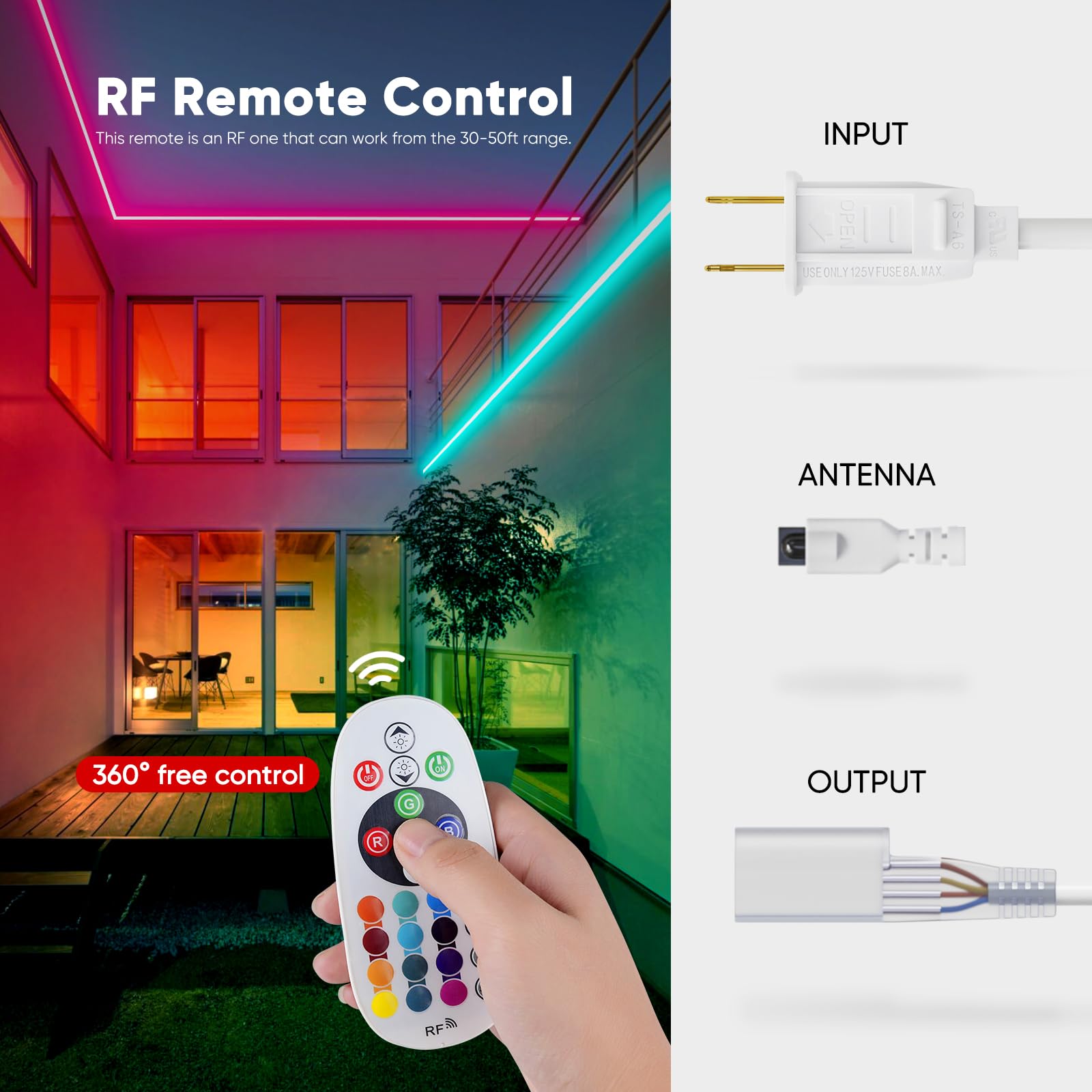 Shine Decor Controller con telecomando, alimentatore per 10 mm W x 20 mm H LED RGB Neon Rope Lights Solo