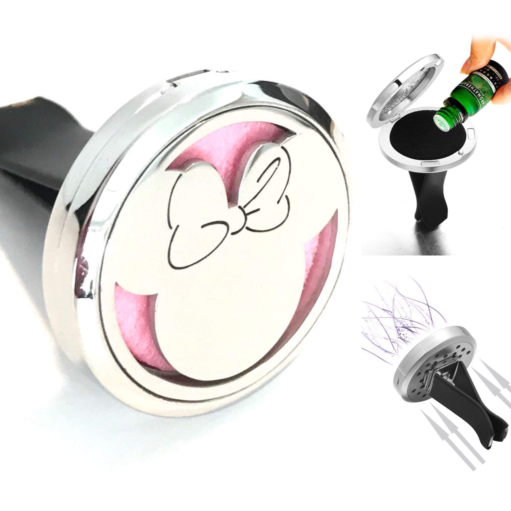 FIKA Minnie Mouse Auto-Lufterfrischer mit Clip, Medaillon, Aromatherapie, ätherische Öle, ideal für Reise-Pads enthalten (Minnie)