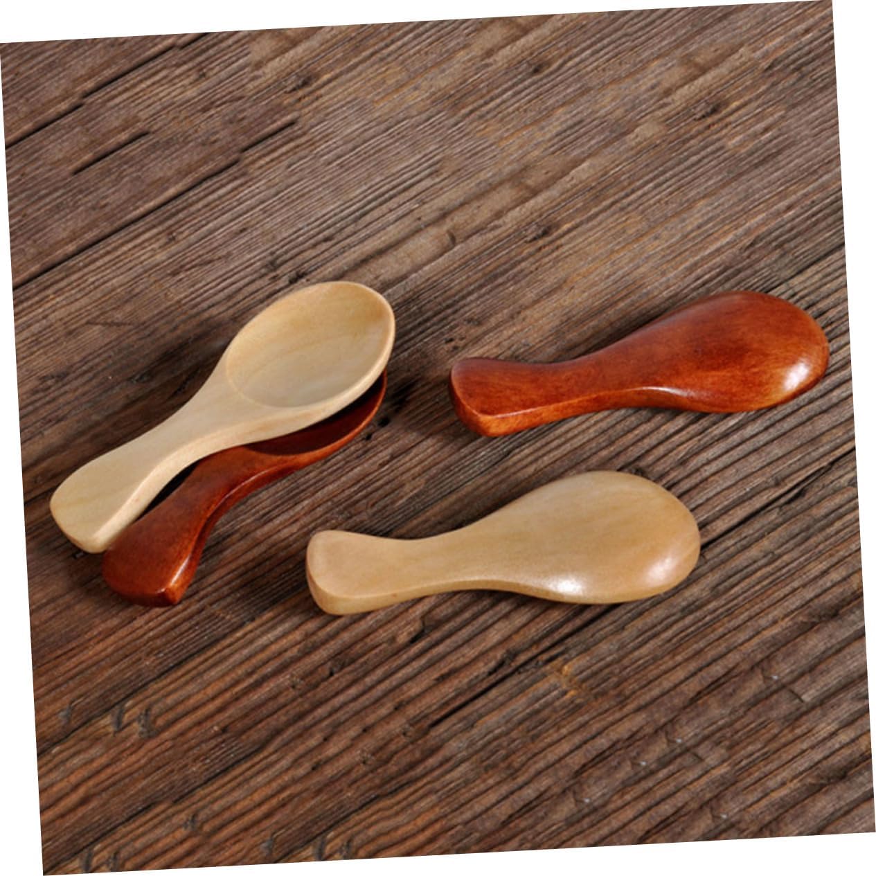 PRETYZOOM 4Pcs Mini Wooden Spoons for Lightweight Handle Ice Cream Sugar Spoons for Cooking Jam and Food Kitchen Gadgets Natural Color