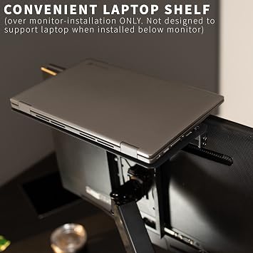 VIVO 13 inch Over Under VESA Monitor Shelf Mount, Holds Media Devices, Speakers, Routers, and More, Fits VESA 75mm, 100mm, 200mm, Black, MOUNT-SF01M