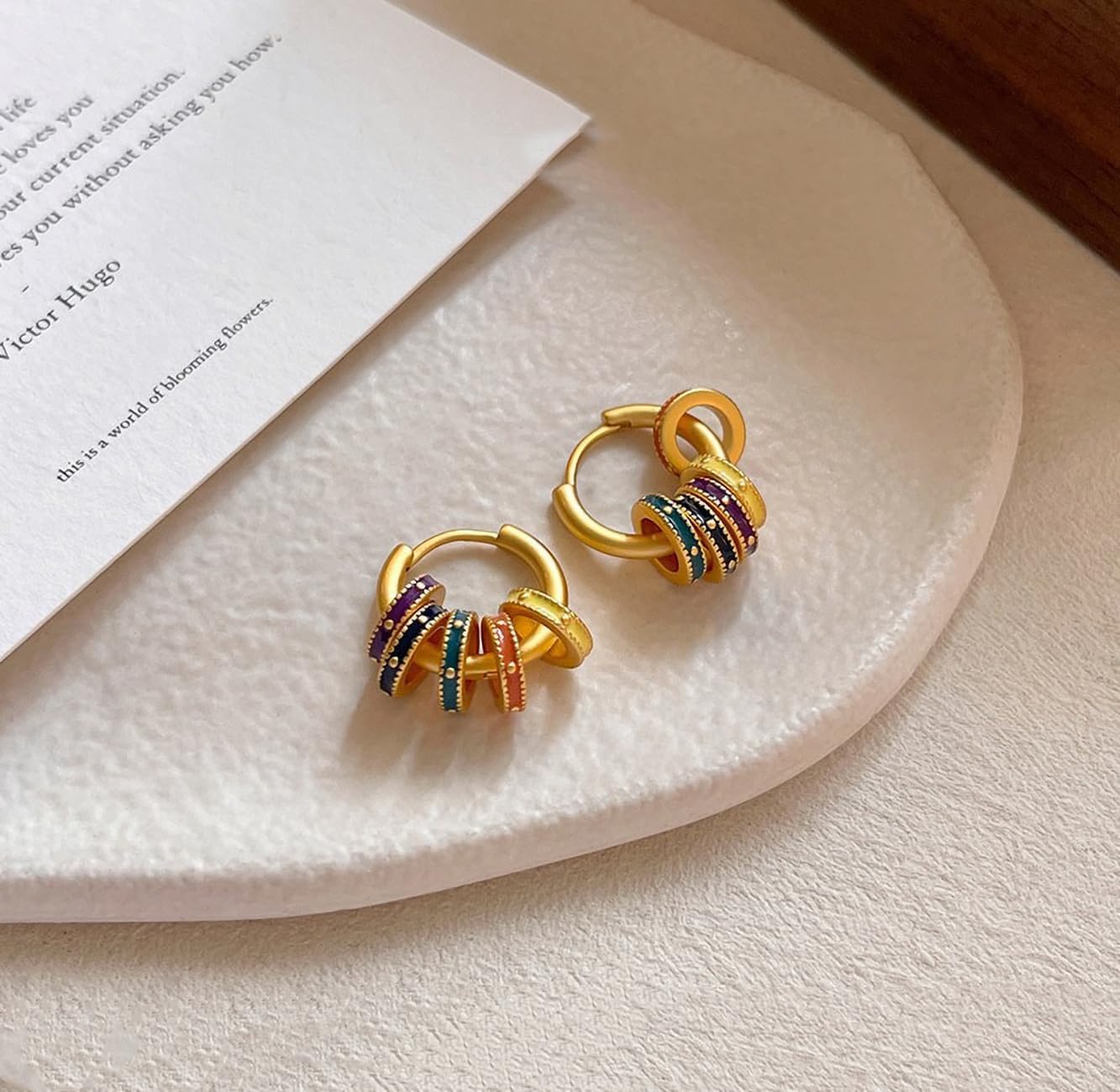 Milan Chiva 14K Gold Plated Small Huggie Dangle Earrings | Lightweight Trendy Heart Dainty Jewelry Hypoallergenic Chunky Gold Hoops Earrings Jewelry Valentine's Day Gift for Women - Image 2