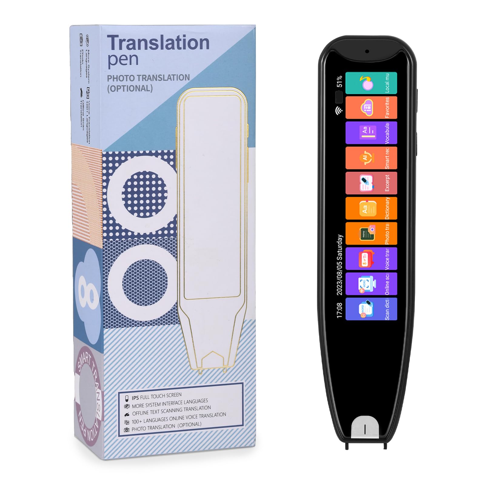 Übersetzungsstift Scanner 134 Sprachen bidirektionaler Translator WiFi Vorlesestift Offline Wörterbuch für Lernen Reisen Business Schwarz